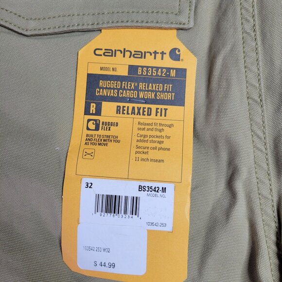 Carhartt BS3542-M Men's Rugged Flex Relaxed Fit Canvas Cargo Work Shorts 32 - Picture 3 of 4